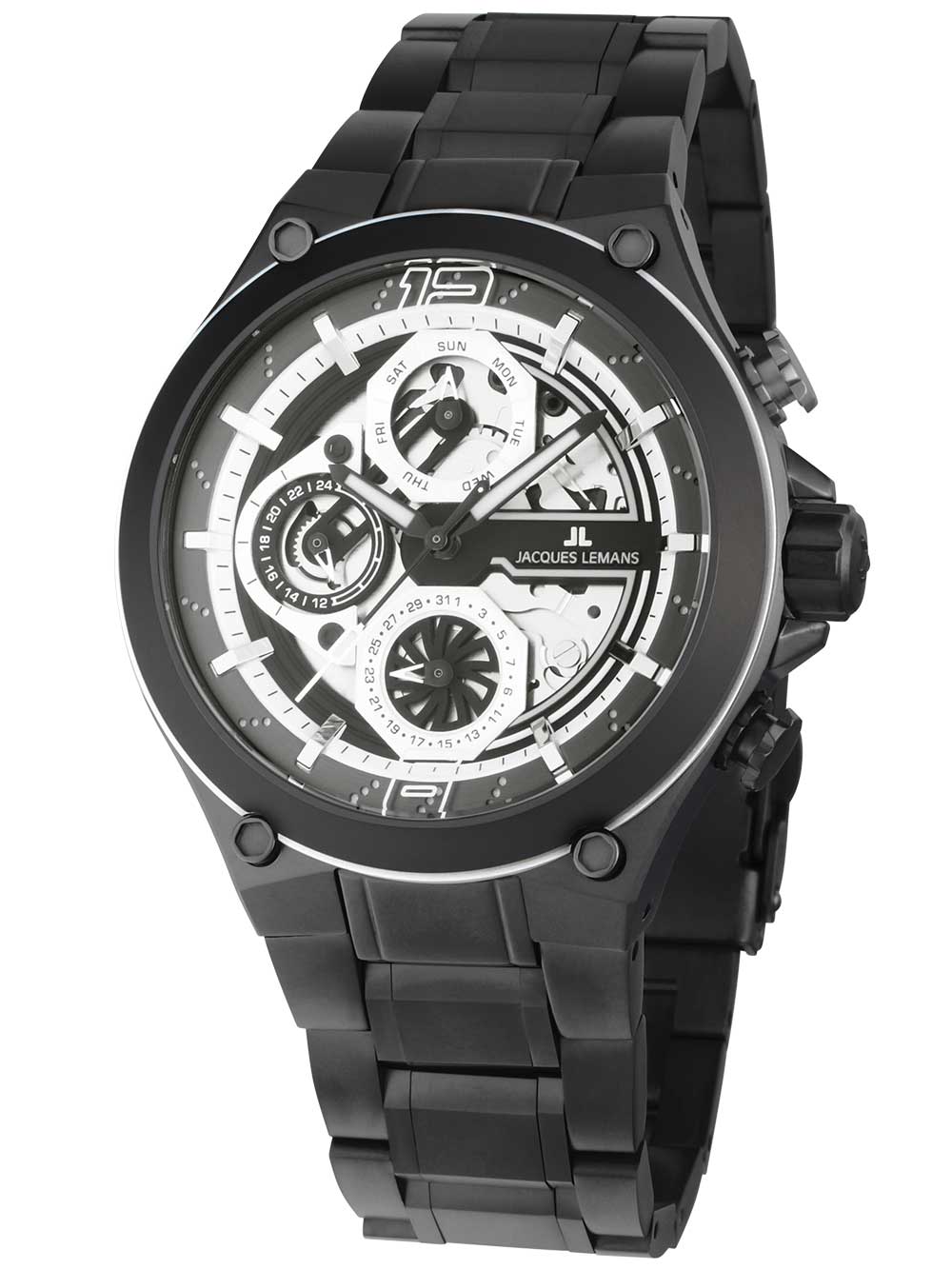 Jacques Lemans 1-2150F Manchester Multifunction vyriškas laikrodis 43mm 10ATM