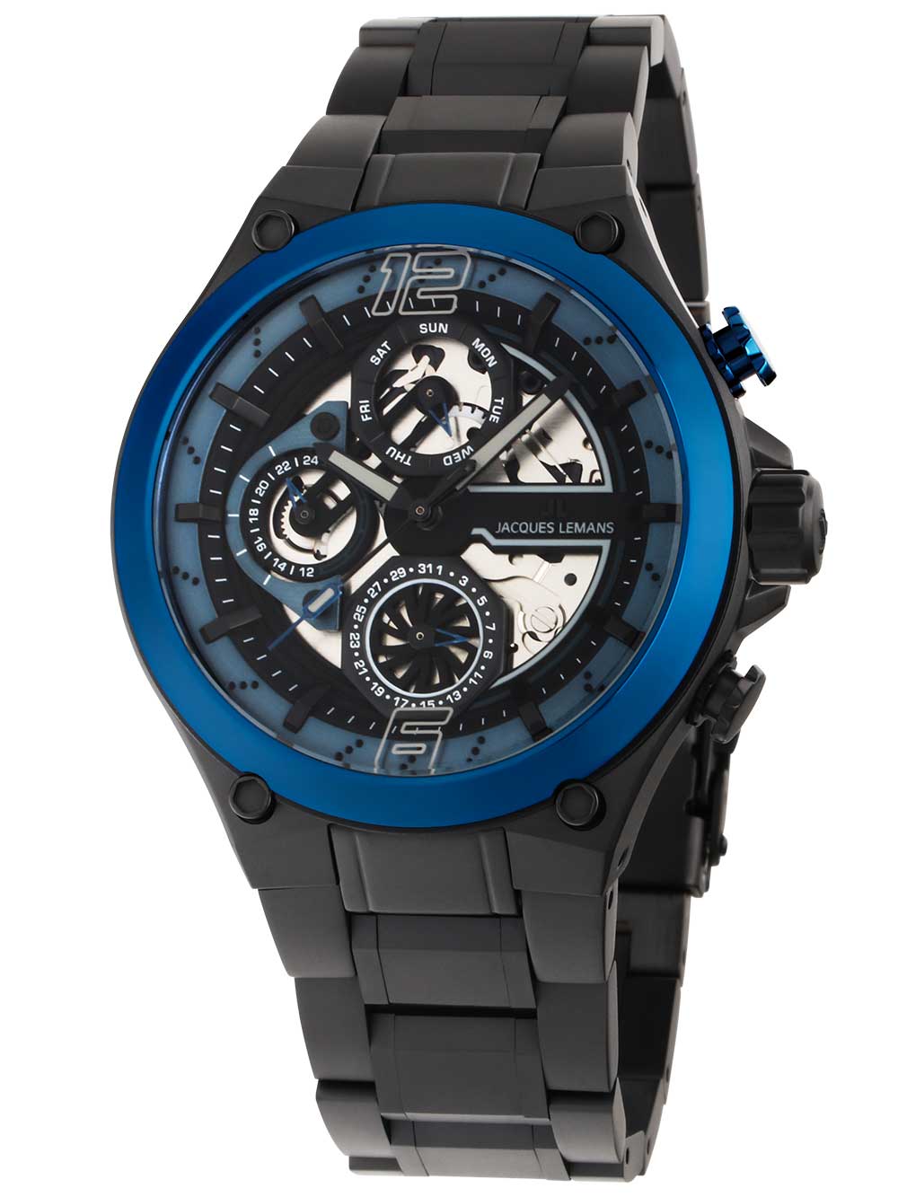 Jacques Lemans 1-2150G Manchester Multifunction vyriškas laikrodis 43mm 10ATM