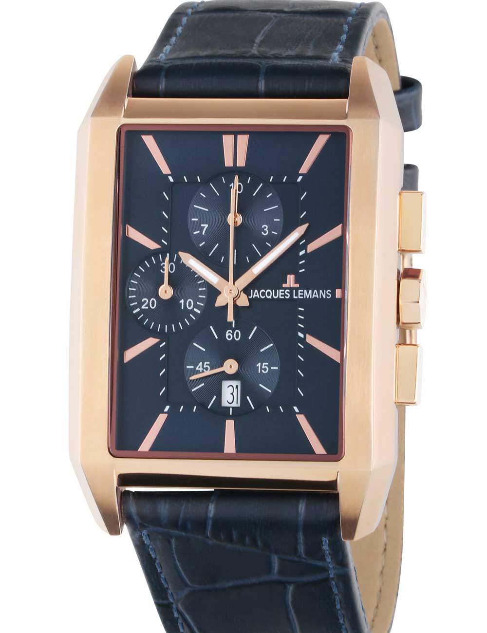 Jacques Lemans 1-2161.1G Torino squarer vyriškas laikrodis Chronograph 34mm 5ATM
