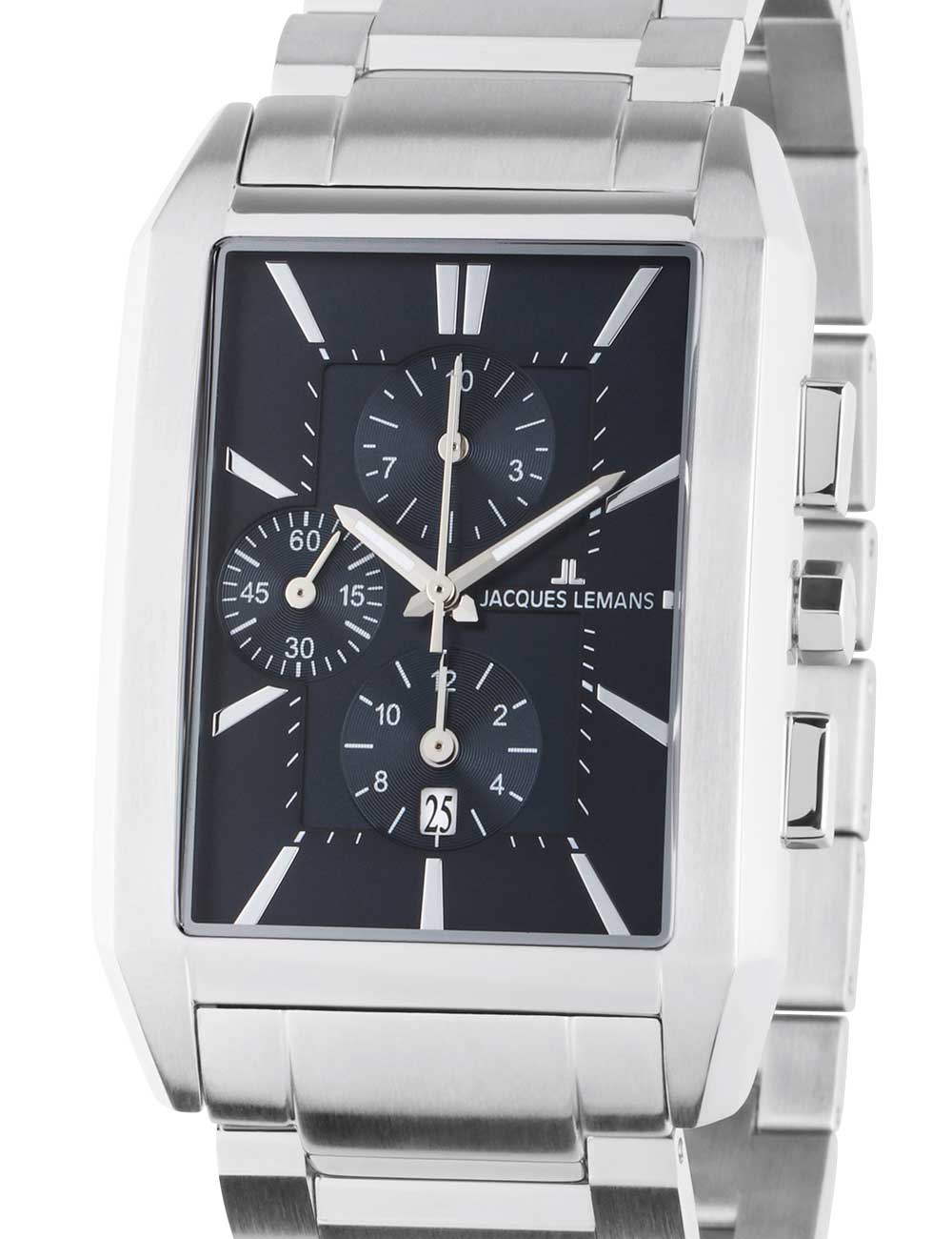 Jacques Lemans 1-2161J Torino squarer vyriškas laikrodis Chronograph 34mm 5ATM