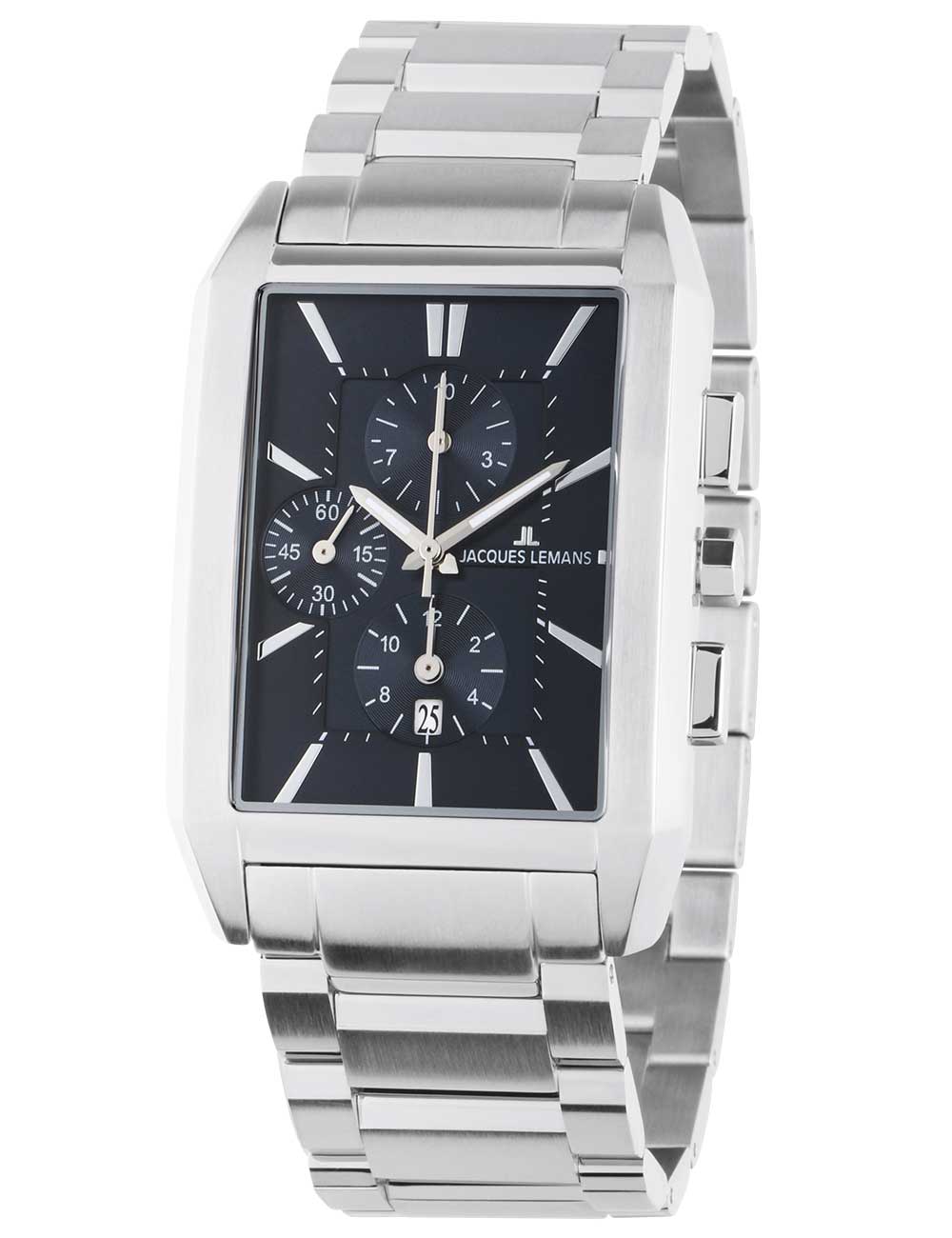 Jacques Lemans 1-2161J Torino squarer vyriškas laikrodis Chronograph 34mm 5ATM