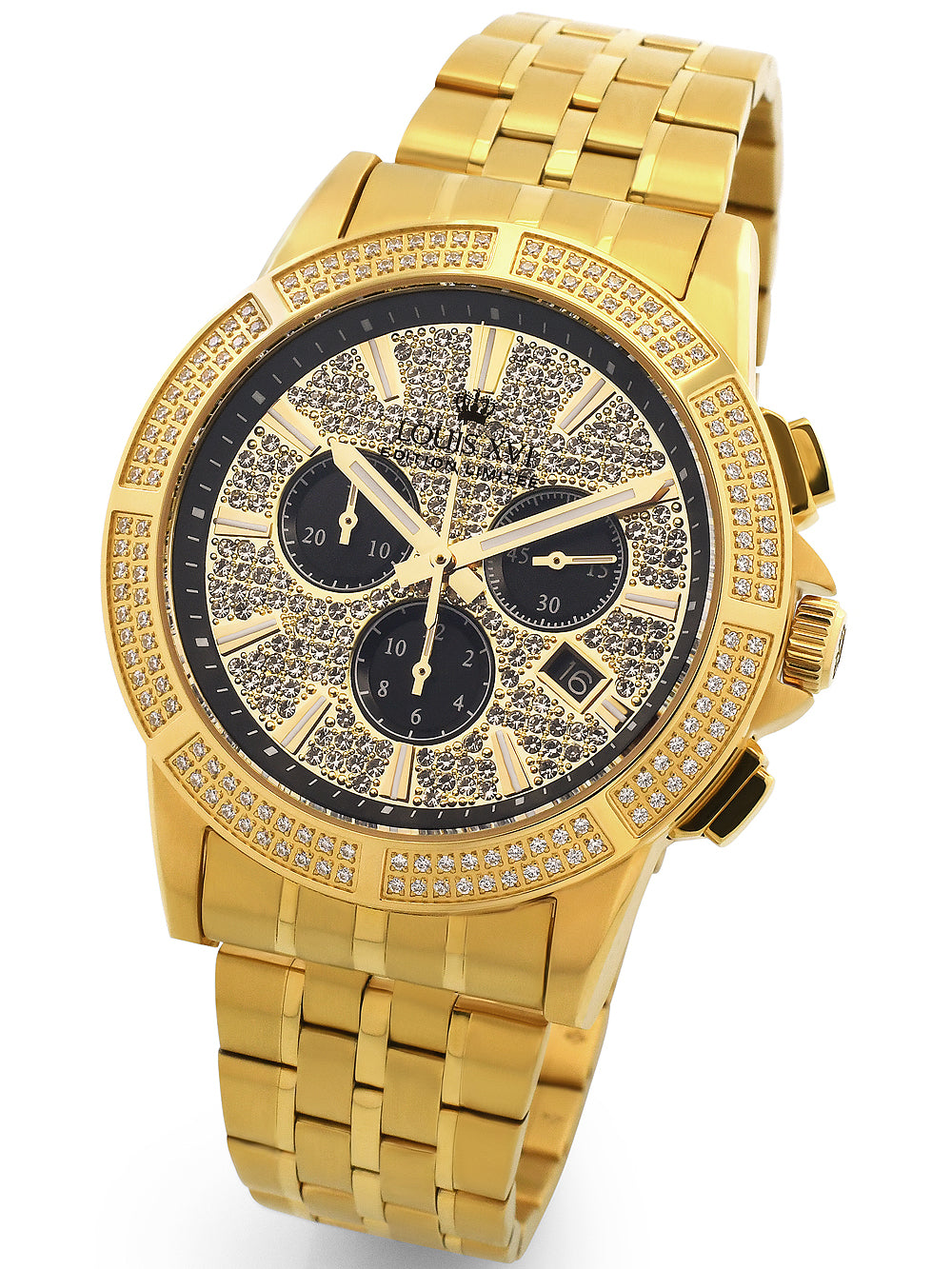 Louis XVI LXVI1037 Majeste Iced Out Chronograph vyriškas laikrodis 43mm 5ATM