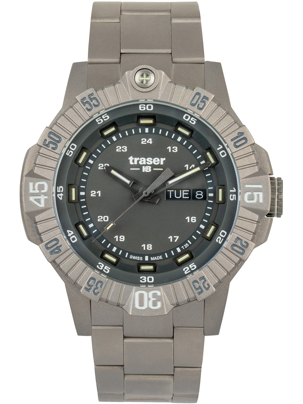 Traser H3 110666 Tactical Grey Titan vyriškas laikrodis 46mm 20ATM