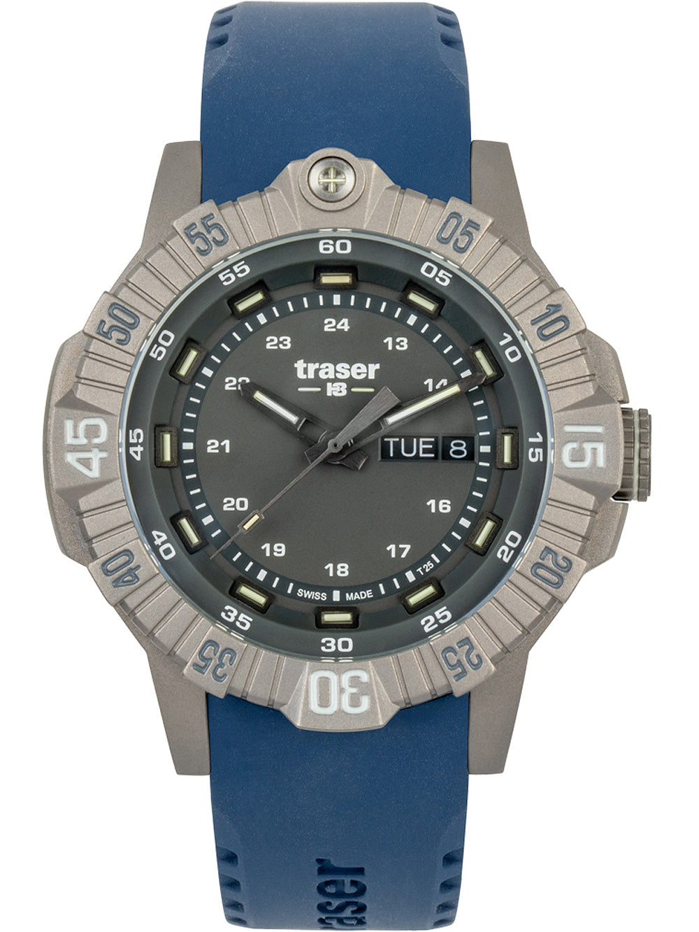 Traser H3 110667 Tactical Grey Titan vyriškas laikrodis 46mm 20ATM