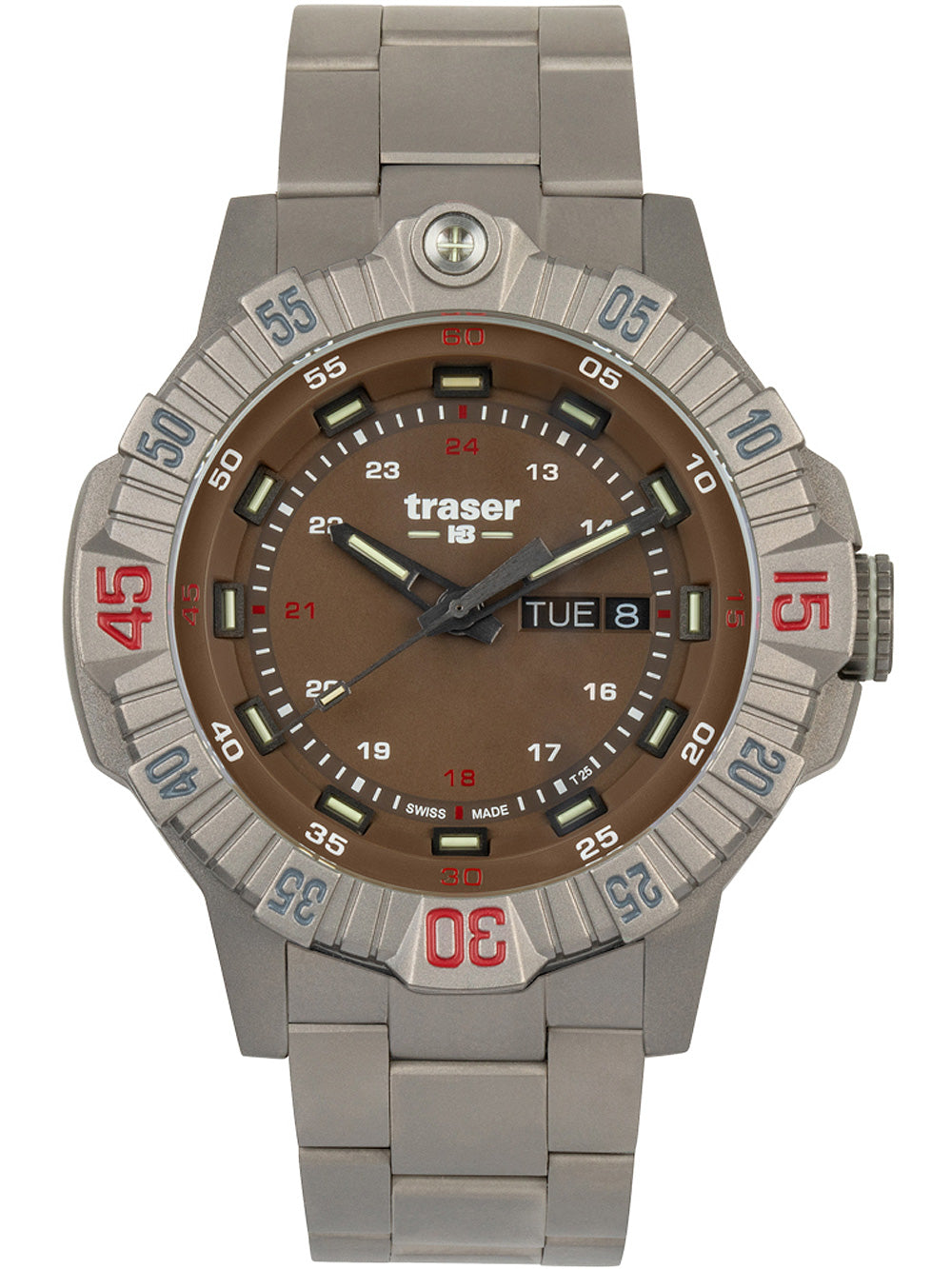 Traser H3 110668 Tactical Brown Titan vyriškas laikrodis 46mm 20ATM