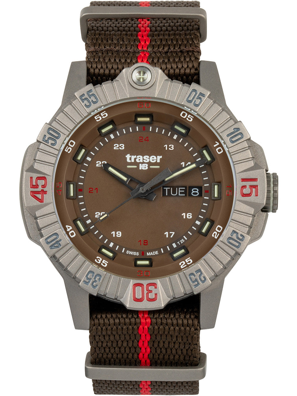 Traser H3 110669 Tactical Brown Titan vyriškas laikrodis 46mm 20ATM