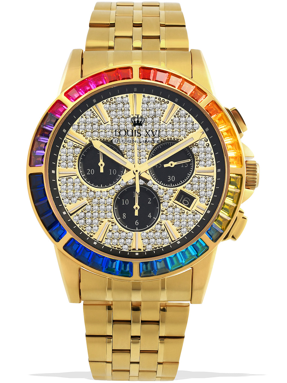 Louis XVI LXVI1120 Majeste Iced Out Chronograph vyriškas laikrodis 43mm 5ATM