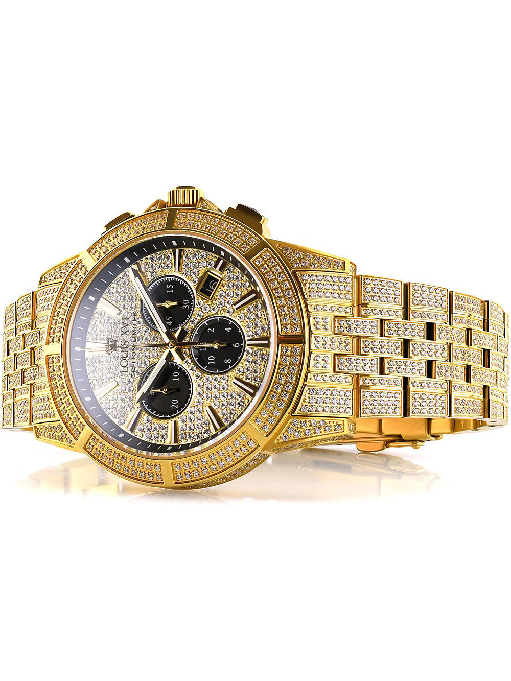 Louis XVI LXVI1123 Majeste Iced Out Chronograph vyriškas laikrodis 43mm 5ATM