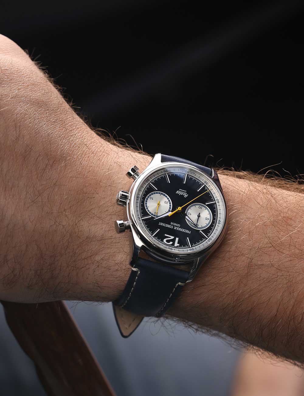 Frederique Constant FC-397HNS5B6 vyriškas laikrodis Vintage Rally Healey Chrono 42mm 5ATM