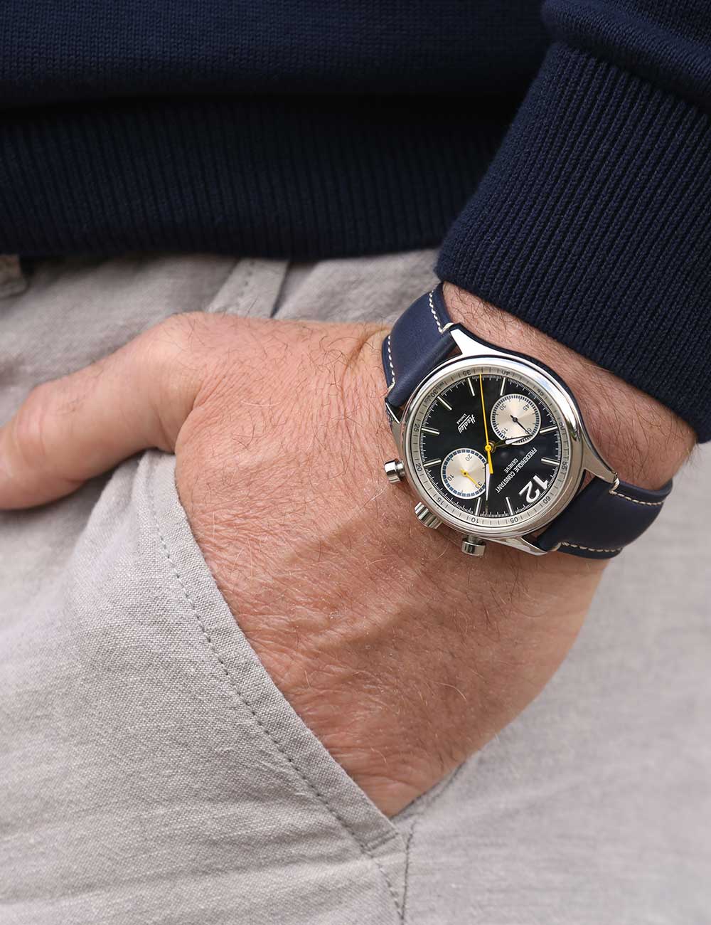Frederique Constant FC-397HNS5B6 vyriškas laikrodis Vintage Rally Healey Chrono 42mm 5ATM