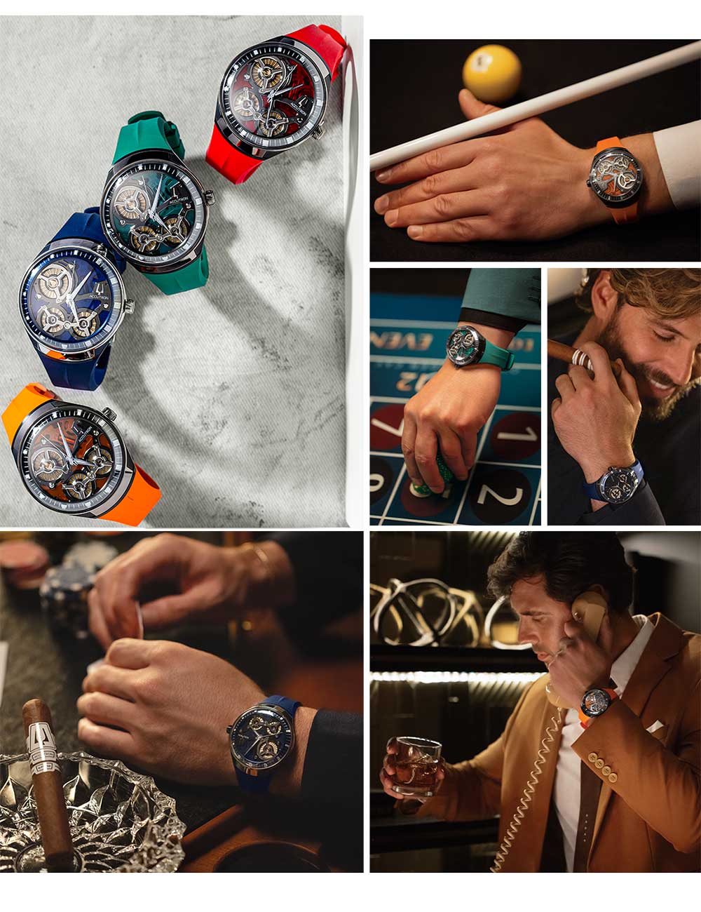 Bulova 28A205 vyriškas laikrodis Accutron DNA Casino Limited Edition orange