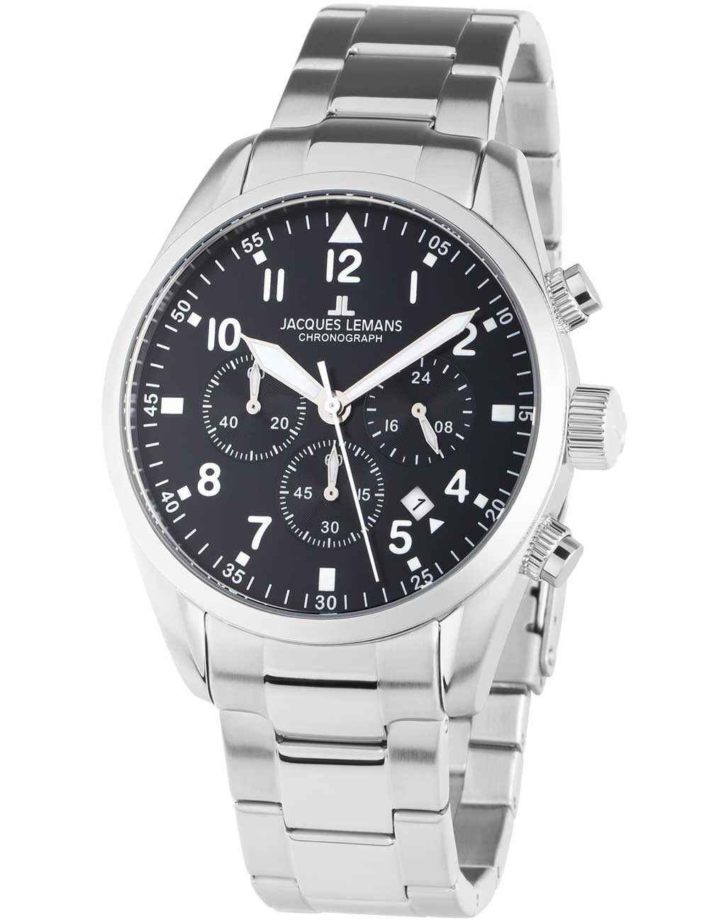Jacques Lemans 42-2D Barcelona vyriškas laikrodis Chronograph 42mm 10ATM