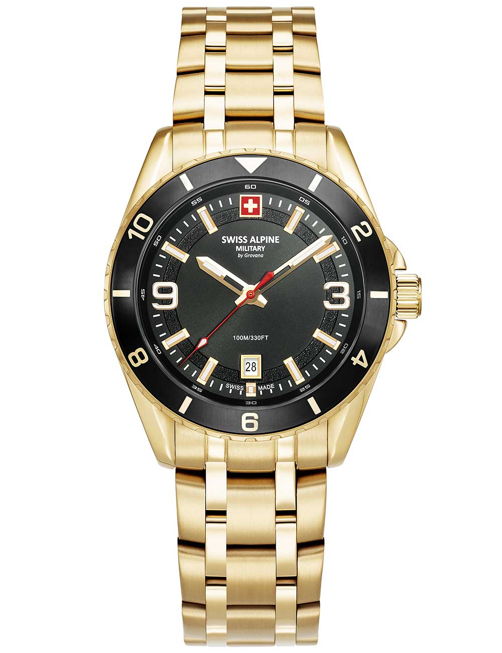 Swiss Alpine Military 7034.1117 vyriškas laikrodis Sierra gold black 42mm 10ATM