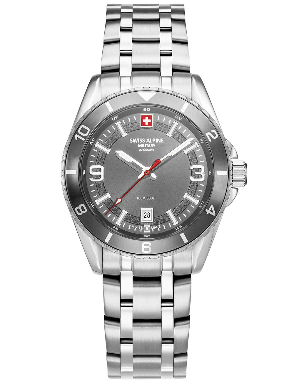 Swiss Alpine Military 7034.1132 vyriškas laikrodis Sierra silver grey 42mm 10ATM