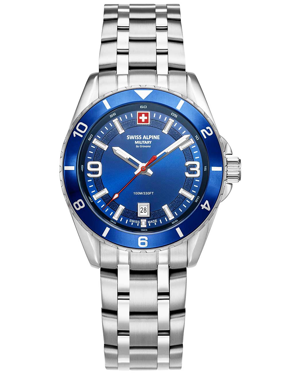 Swiss Alpine Military 7034.1135 vyriškas laikrodis Sierra silver blue 42mm 10ATM