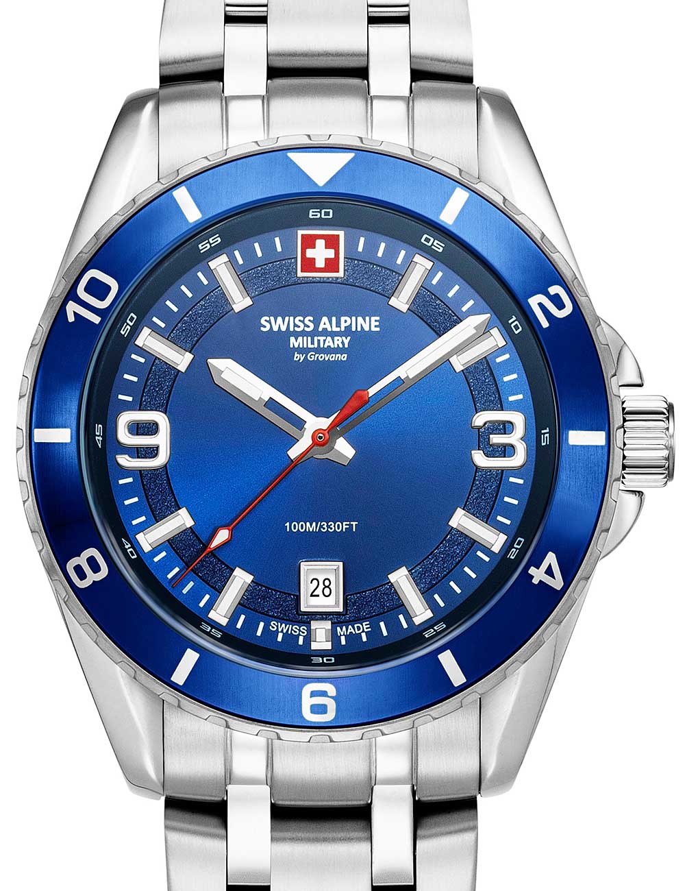 Swiss Alpine Military 7034.1135 vyriškas laikrodis Sierra silver blue 42mm 10ATM