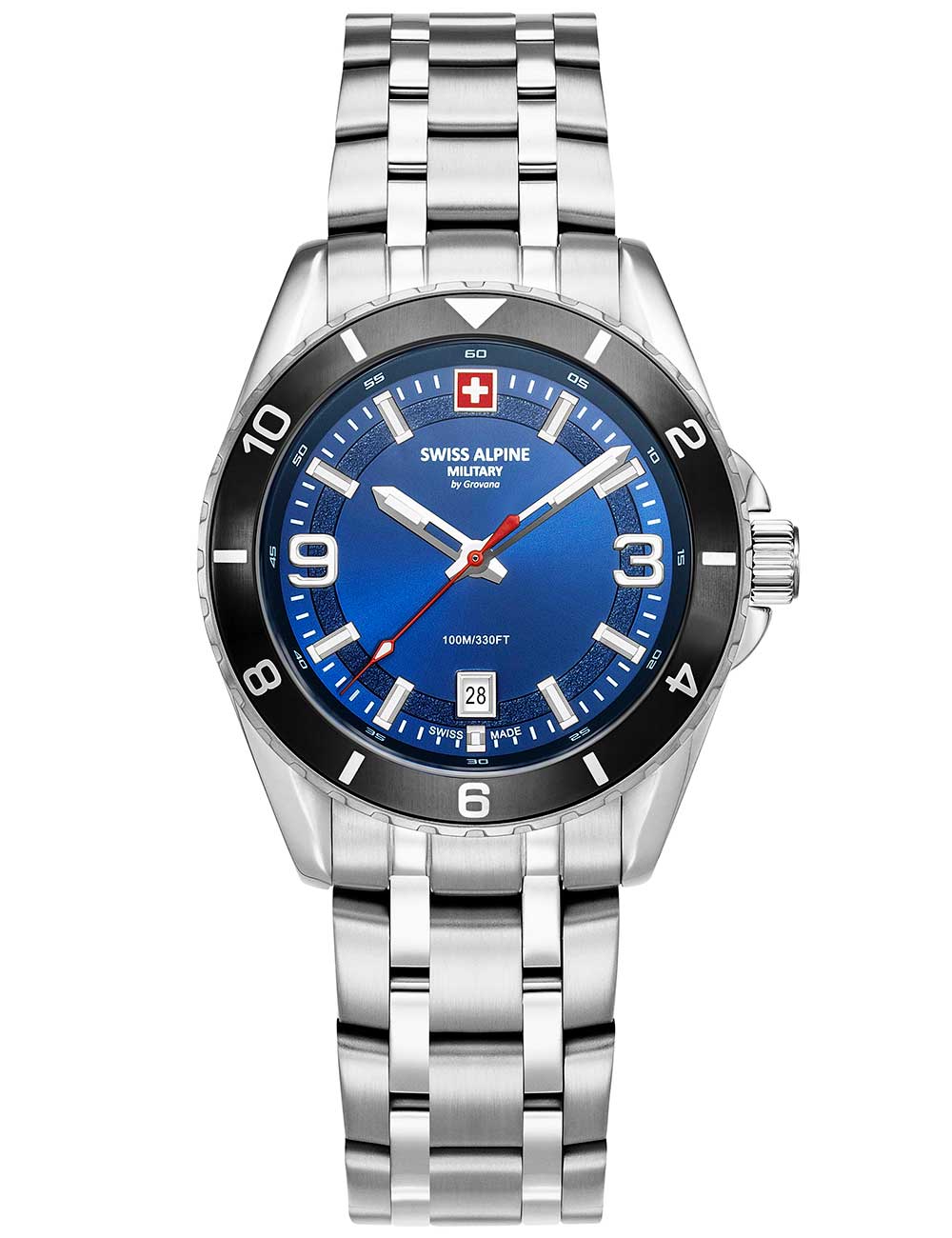 Swiss Alpine Military 7034.1136 vyriškas laikrodis Sierra silver blue 42mm 10ATM