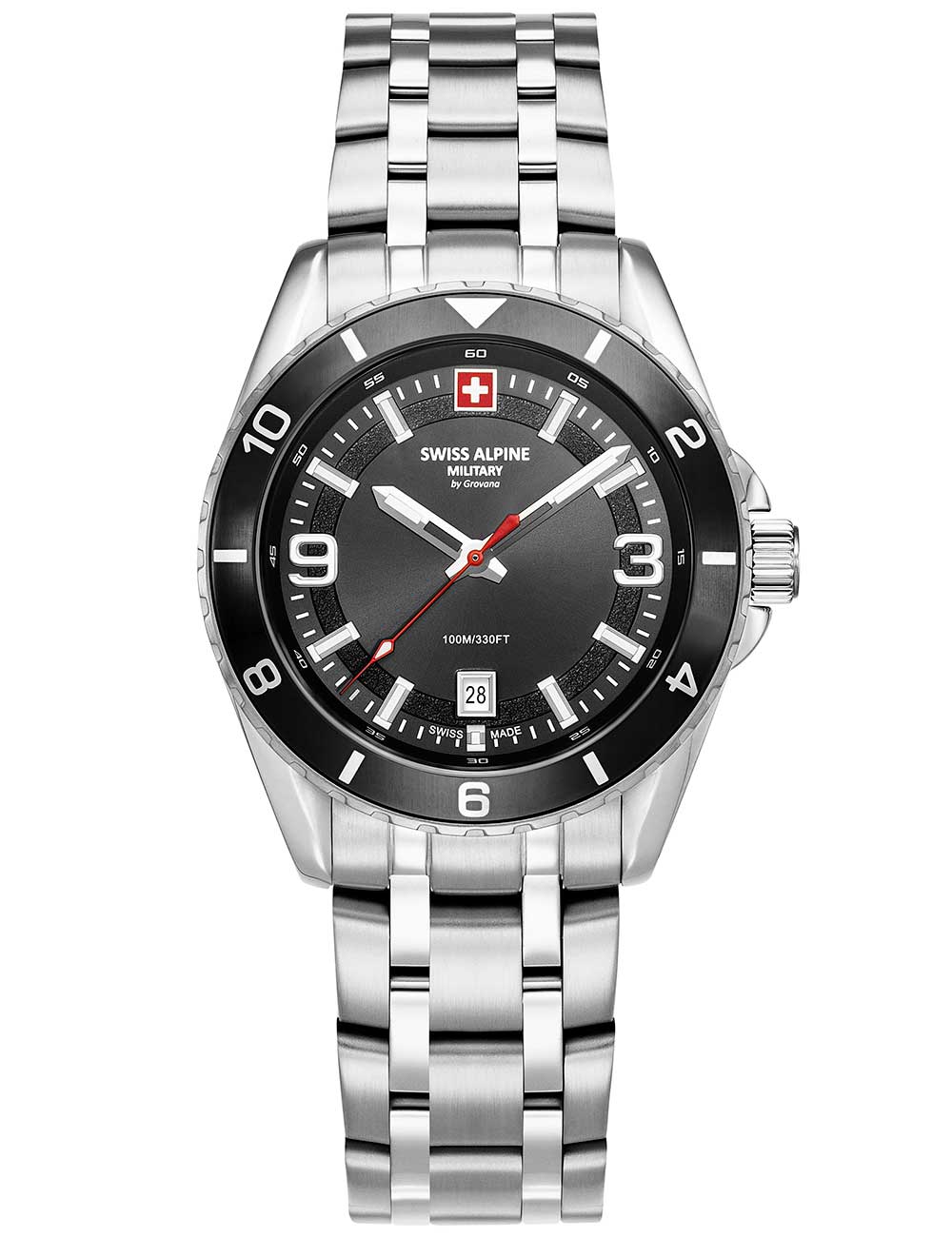 Swiss Alpine Military 7034.1137 vyriškas laikrodis Sierra silver black 42mm 10ATM