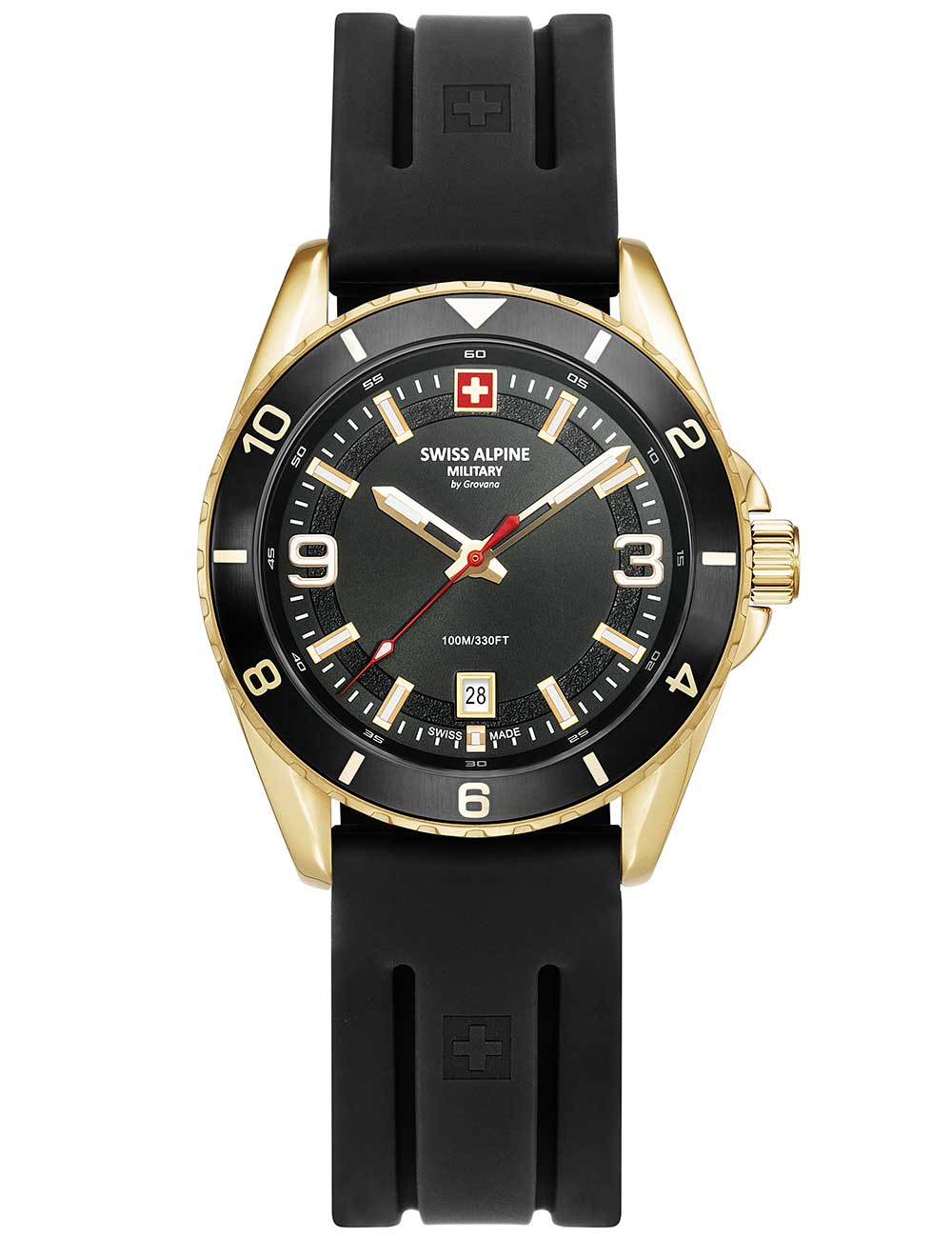 Swiss Alpine Military 7034.1817 vyriškas laikrodis Sierra gold black 42mm 10ATM