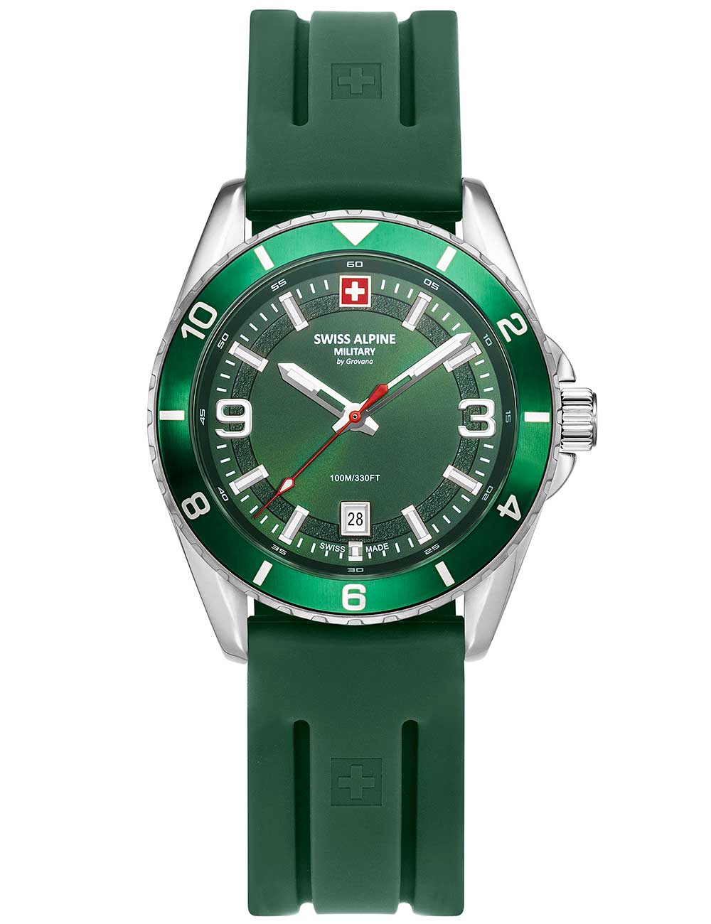 Swiss Alpine Military 7034.1834 vyriškas laikrodis Sierra silver green 42mm 10ATM