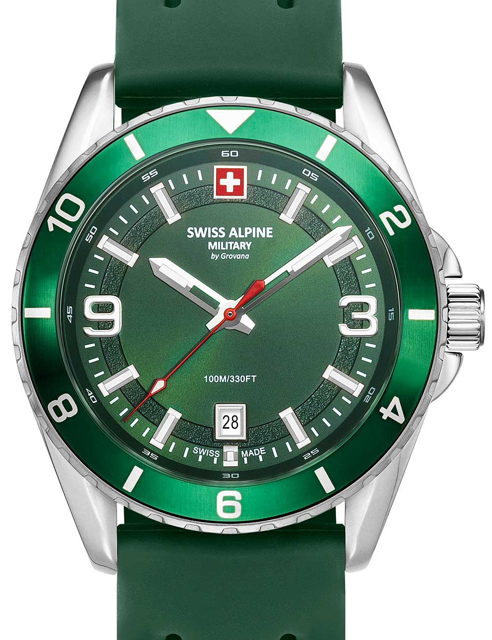 Swiss Alpine Military 7034.1834 vyriškas laikrodis Sierra silver green 42mm 10ATM