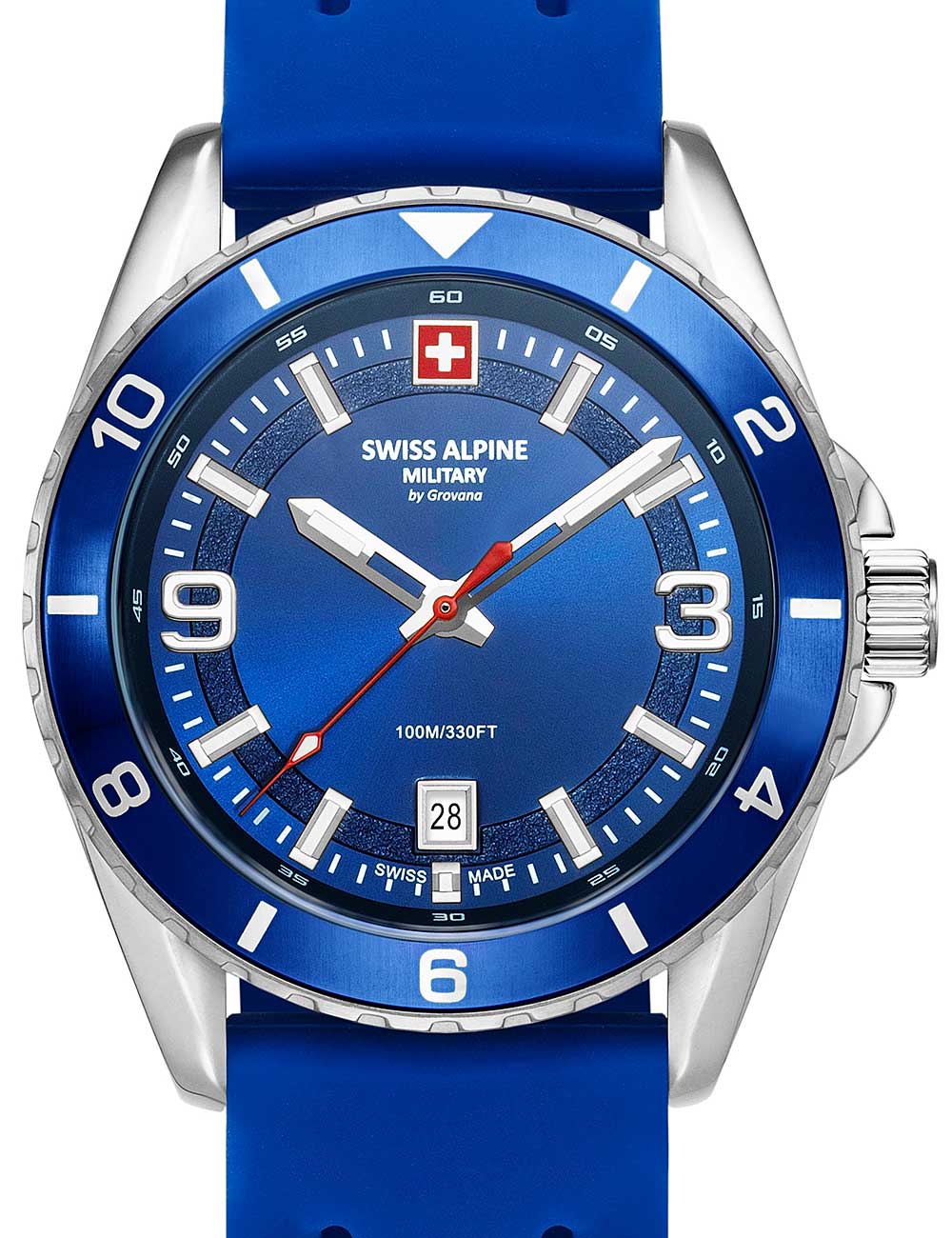 Swiss Alpine Military 7034.1835 vyriškas laikrodis Sierra silver blue 42mm 10ATM