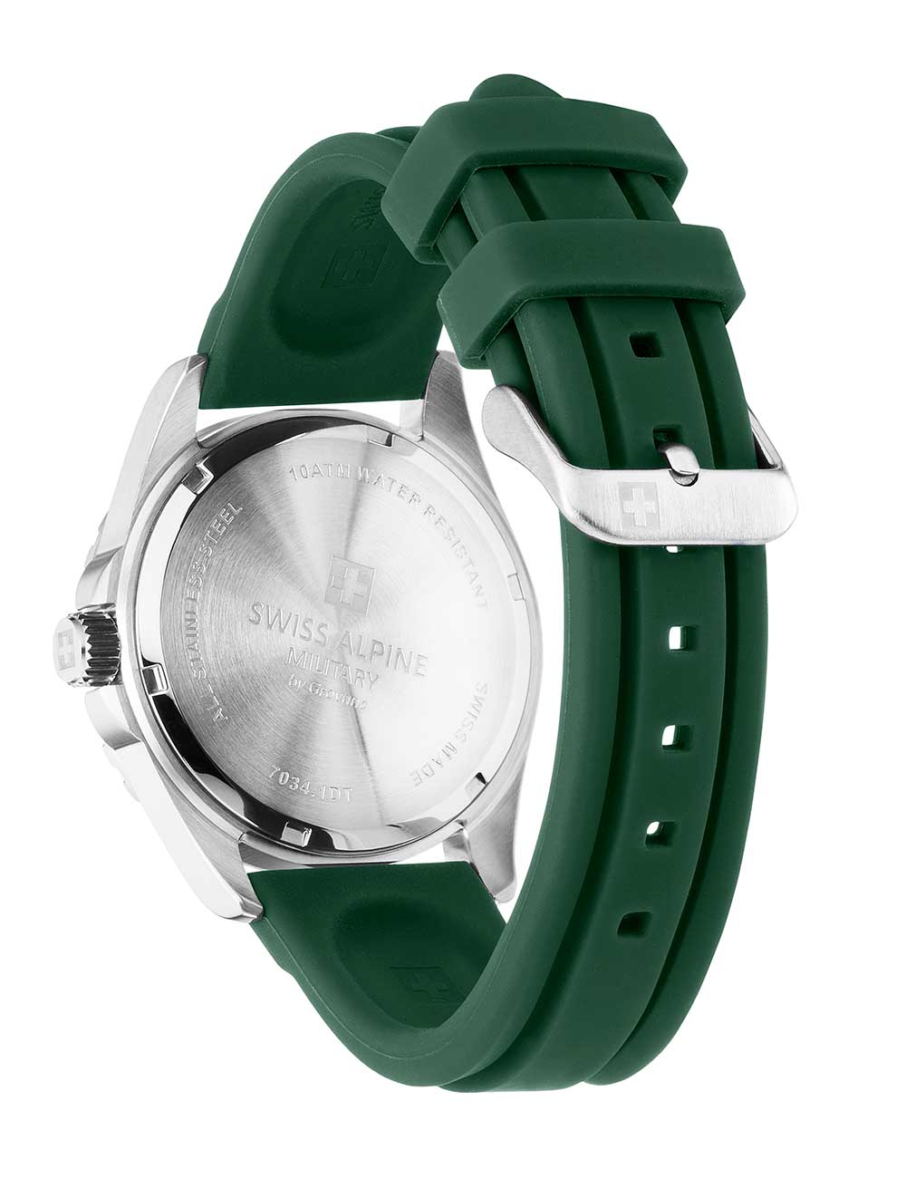Swiss Alpine Military 7034.1838 vyriškas laikrodis Sierra silver green 42mm 10ATM