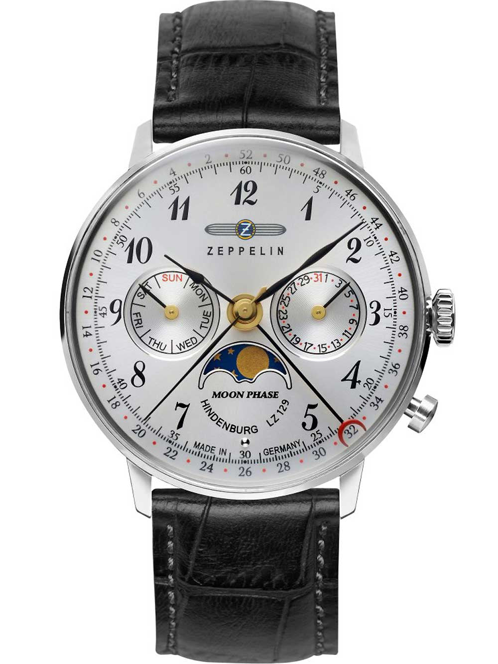 Zeppelin 7037-1 Hindenburg LZ129 moteriškas laikrodis moon phase 36mm