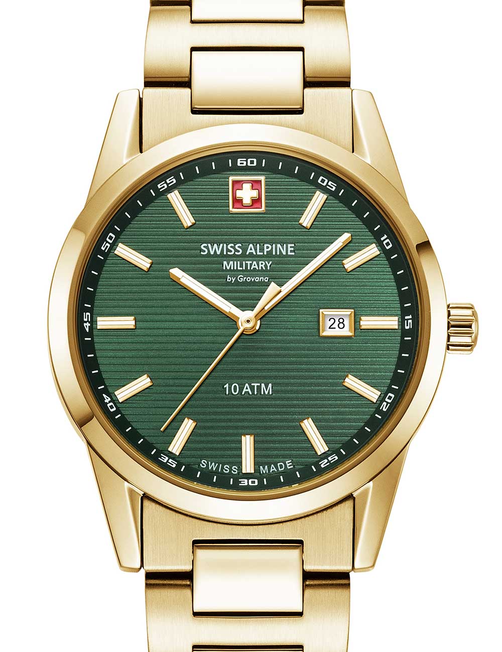 Swiss Alpine Military 7767.1114 moteriškas laikrodis Argos gold green 34mm 10ATM