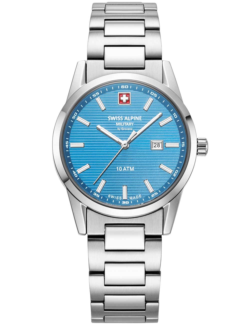Swiss Alpine Military 7767.1131 moteriškas laikrodis Argos silver light blue 34mm 10ATM