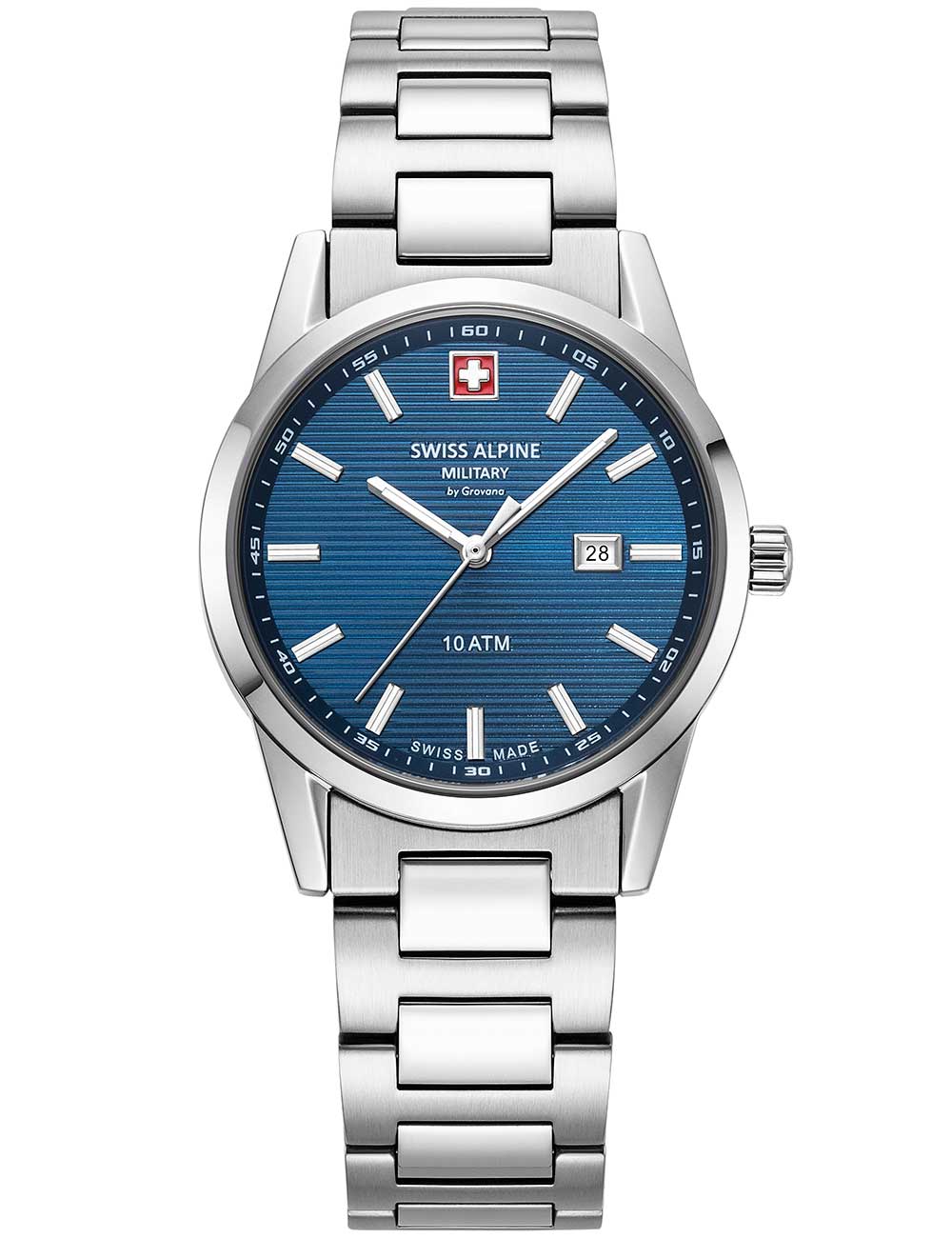 Swiss Alpine Military 7767.1135 moteriškas laikrodis Argos silver blue 34mm 10ATM
