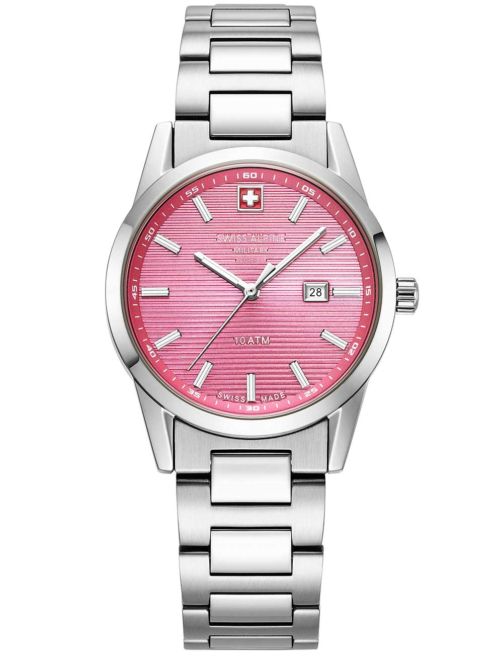Swiss Alpine Military 7767.1136 moteriškas laikrodis Argos silver pink 34mm 10ATM