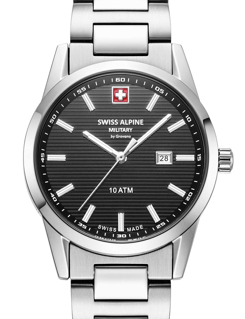 Swiss Alpine Military 7767.1137 moteriškas laikrodis Argos silver black 34mm 10ATM