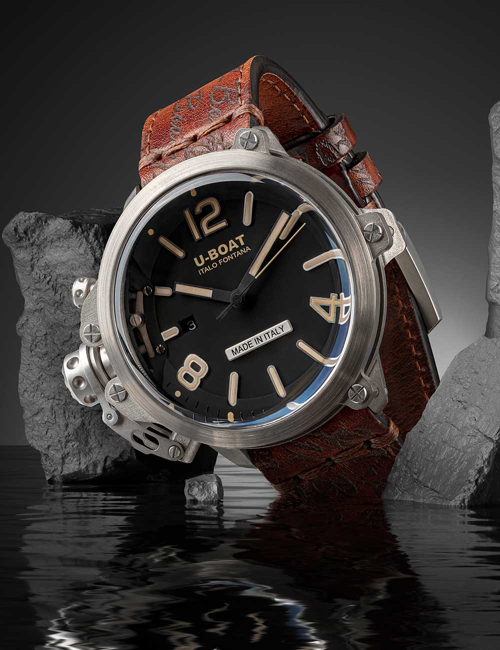 U-Boat 8807 Capsule 50 mm SS BK BE Automatic vyriškas laikrodis 10ATM