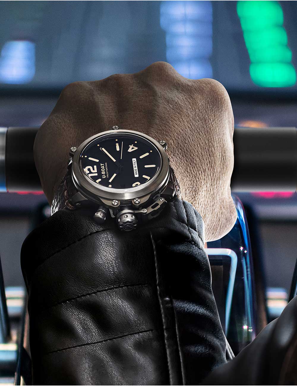 U-Boat 8807 Capsule 50 mm SS BK BE Automatic vyriškas laikrodis 10ATM