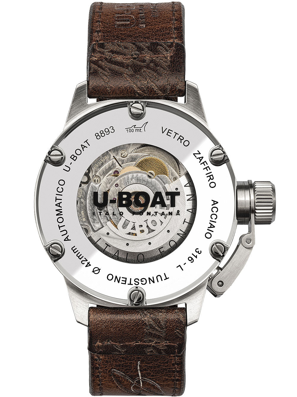 U-Boat 8893 Classico Tungsteno Black Automatic vyriškas laikrodis 42mm 10ATM