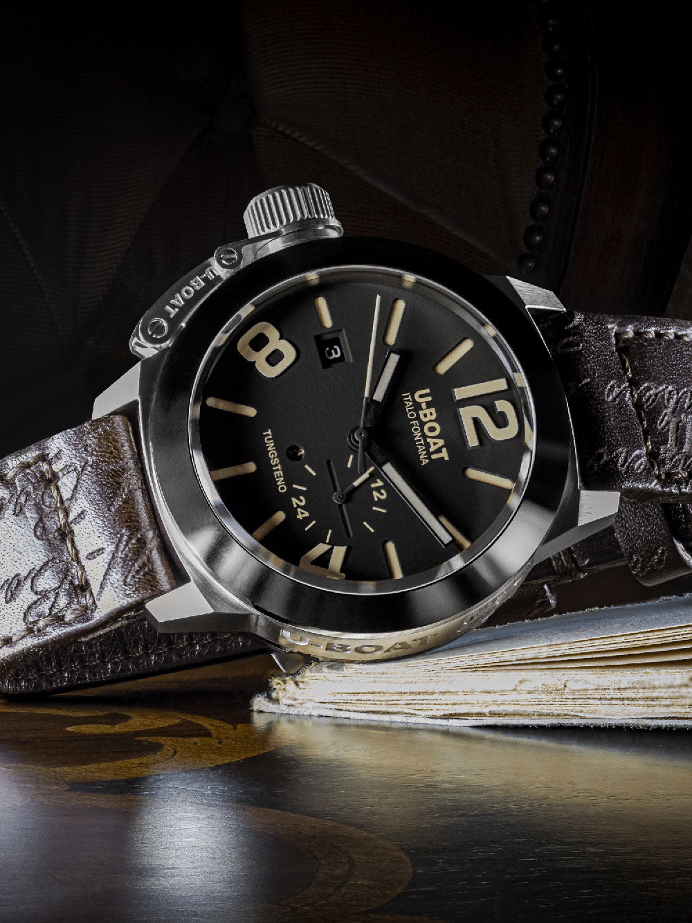 U-Boat 8893 Classico Tungsteno Black Automatic vyriškas laikrodis 42mm 10ATM