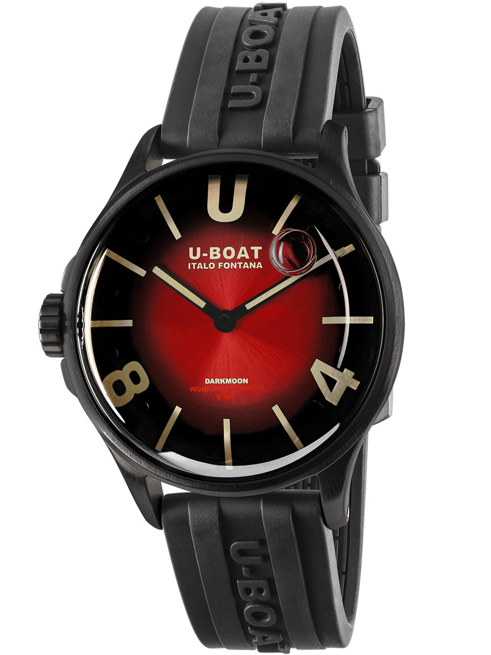 U-Boat 9501 Darkmoon Red PVD Soleil vyriškas laikrodis 40mm 5ATM