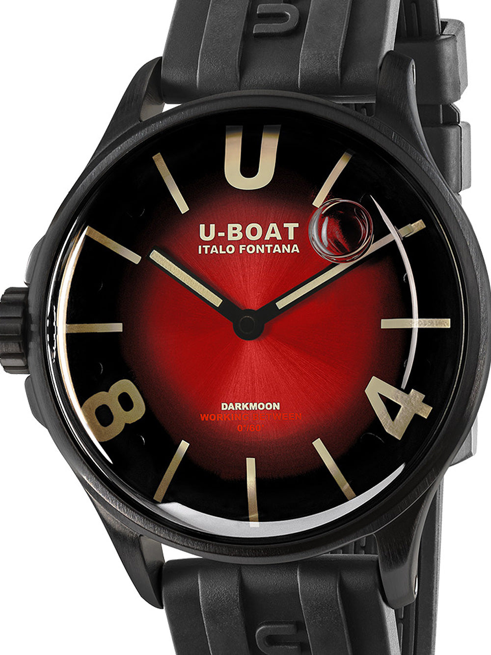 U-Boat 9501 Darkmoon Red PVD Soleil vyriškas laikrodis 40mm 5ATM