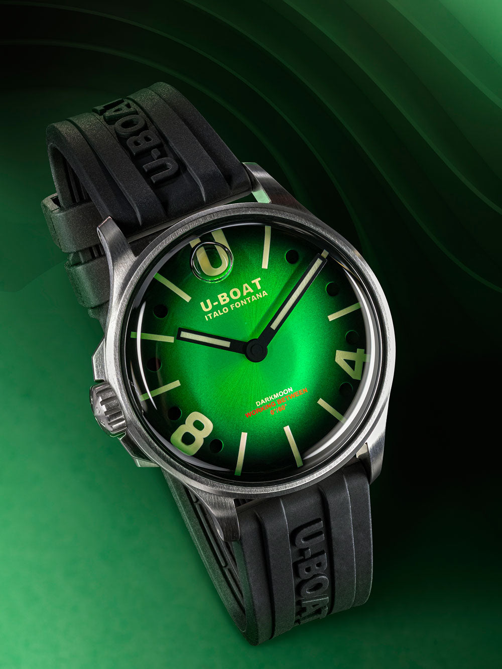 U-Boat 9502 Darkmoon Green SS Soleil vyriškas laikrodis 40mm 5ATM