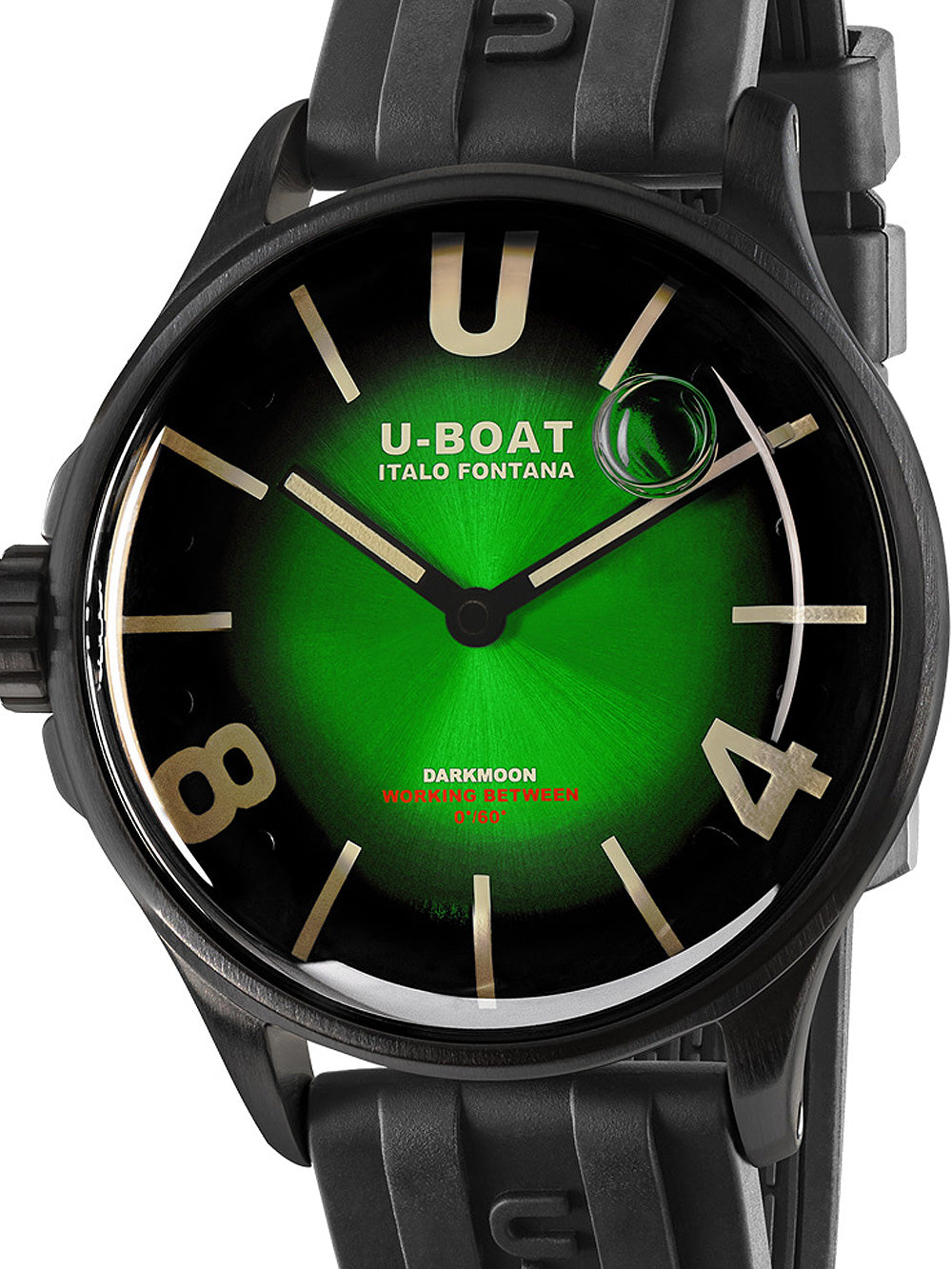 U-Boat 9503 Darkmoon Green PVD Soleil vyriškas laikrodis 40mm 5ATM