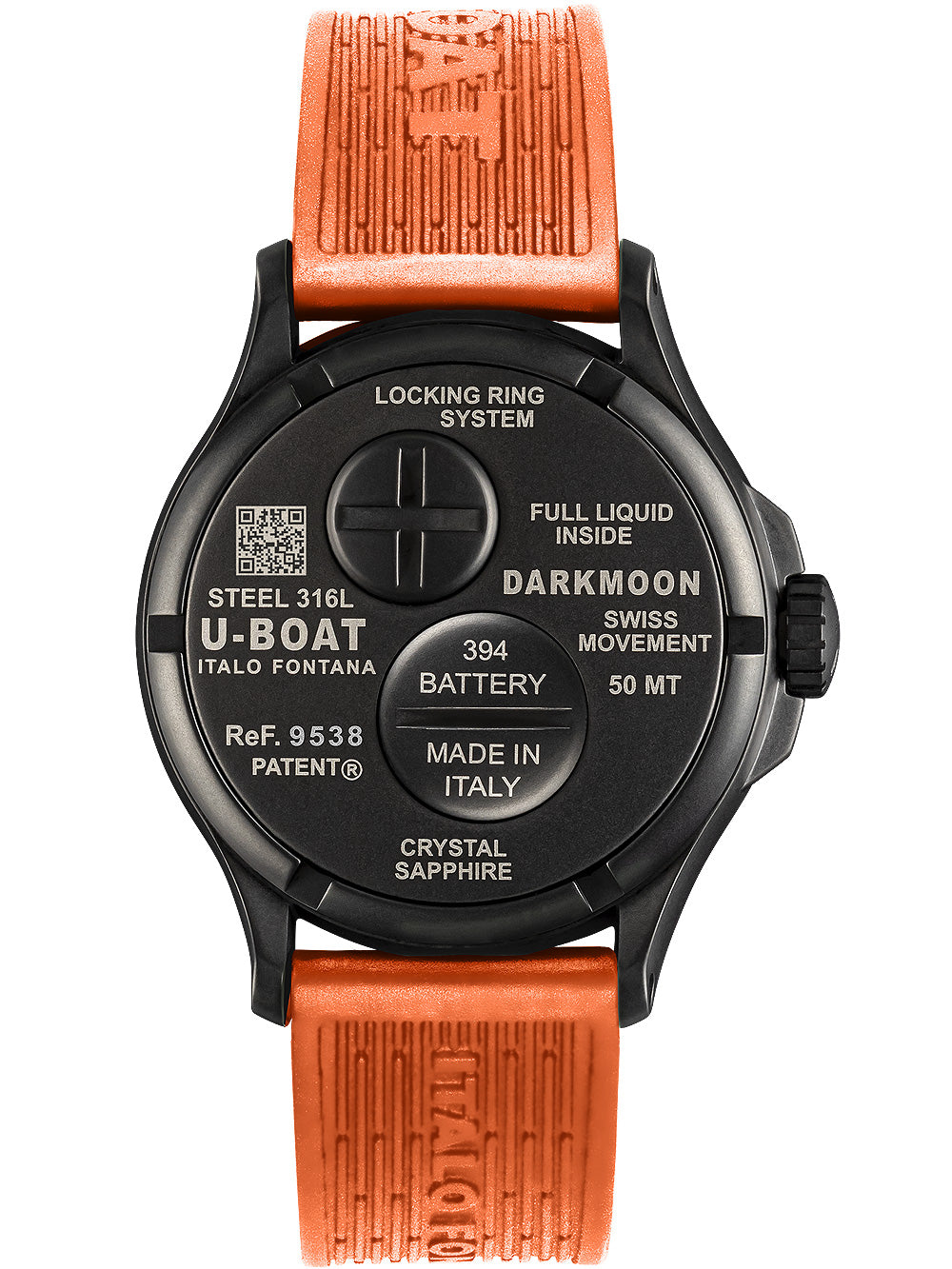 U-Boat 9538 Darkmoon Orange IPB vyriškas laikrodis 44mm 5ATM