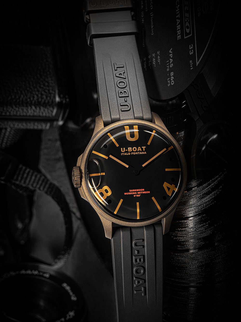 U-Boat 9548 Darkmoon Brown Vintage vyriškas laikrodis 44mm 5ATM