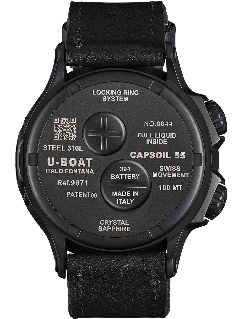 U-Boat 9671 Capsoil Doppiotempo DLC GMT vyriškas laikrodis 55mm 10ATM