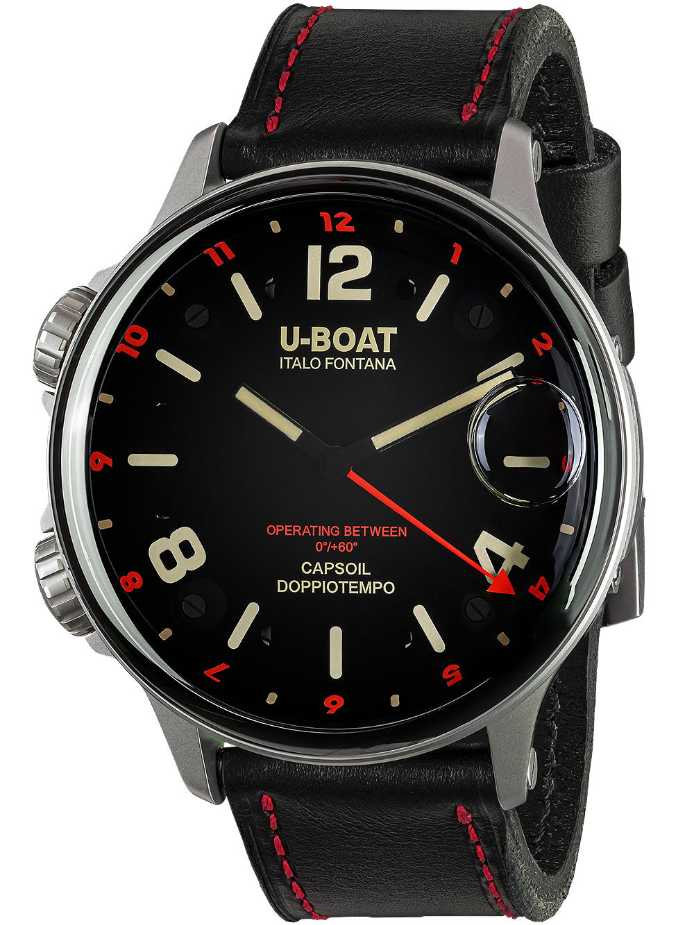 U-Boat 9674 Capsoil Doppiotempo SS GMT vyriškas laikrodis 55mm 10ATM