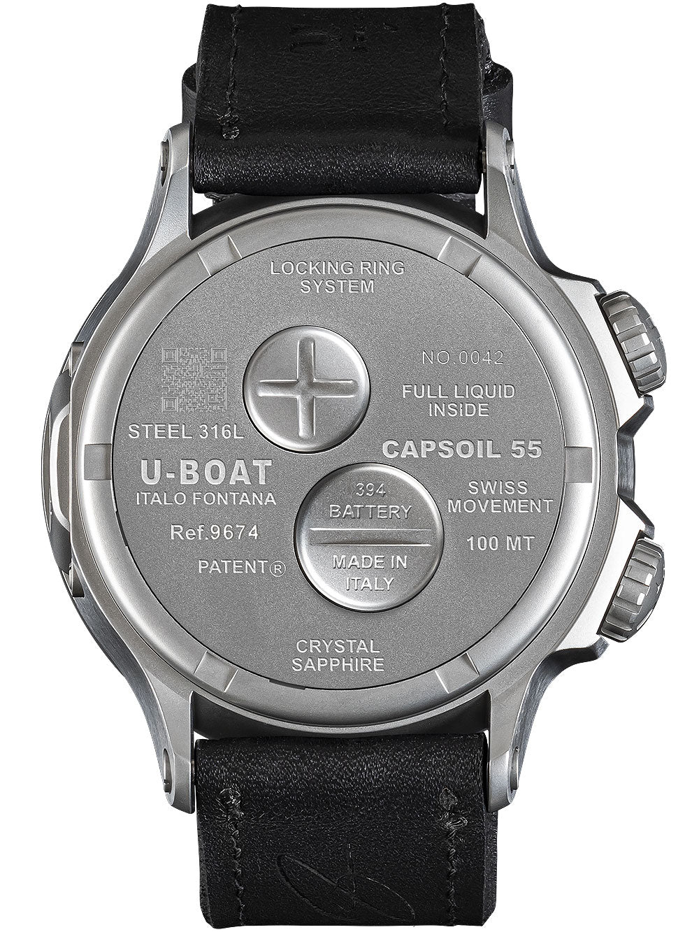 U-Boat 9674 Capsoil Doppiotempo SS GMT vyriškas laikrodis 55mm 10ATM