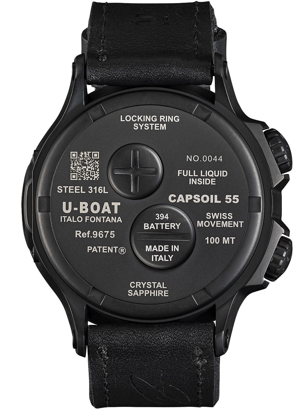 U-Boat 9675 Capsoil Doppiotempo DLC GMT vyriškas laikrodis 55mm 10ATM