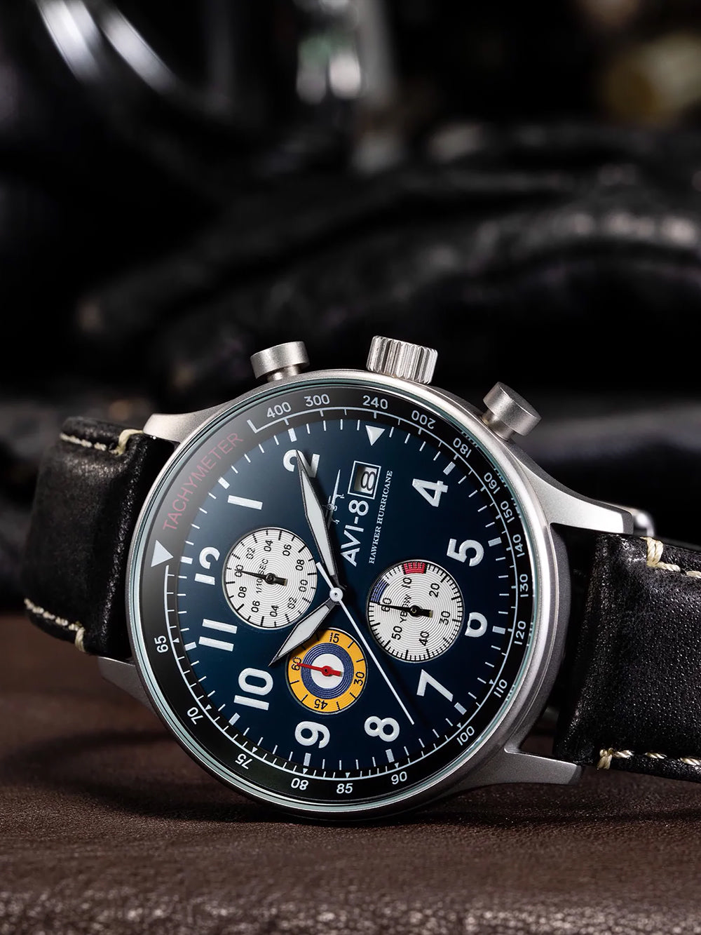 AVI-8 AV-4011-01 vyriškas laikrodis Hawker Hurricane Classic Chronograph 43mm 5ATM