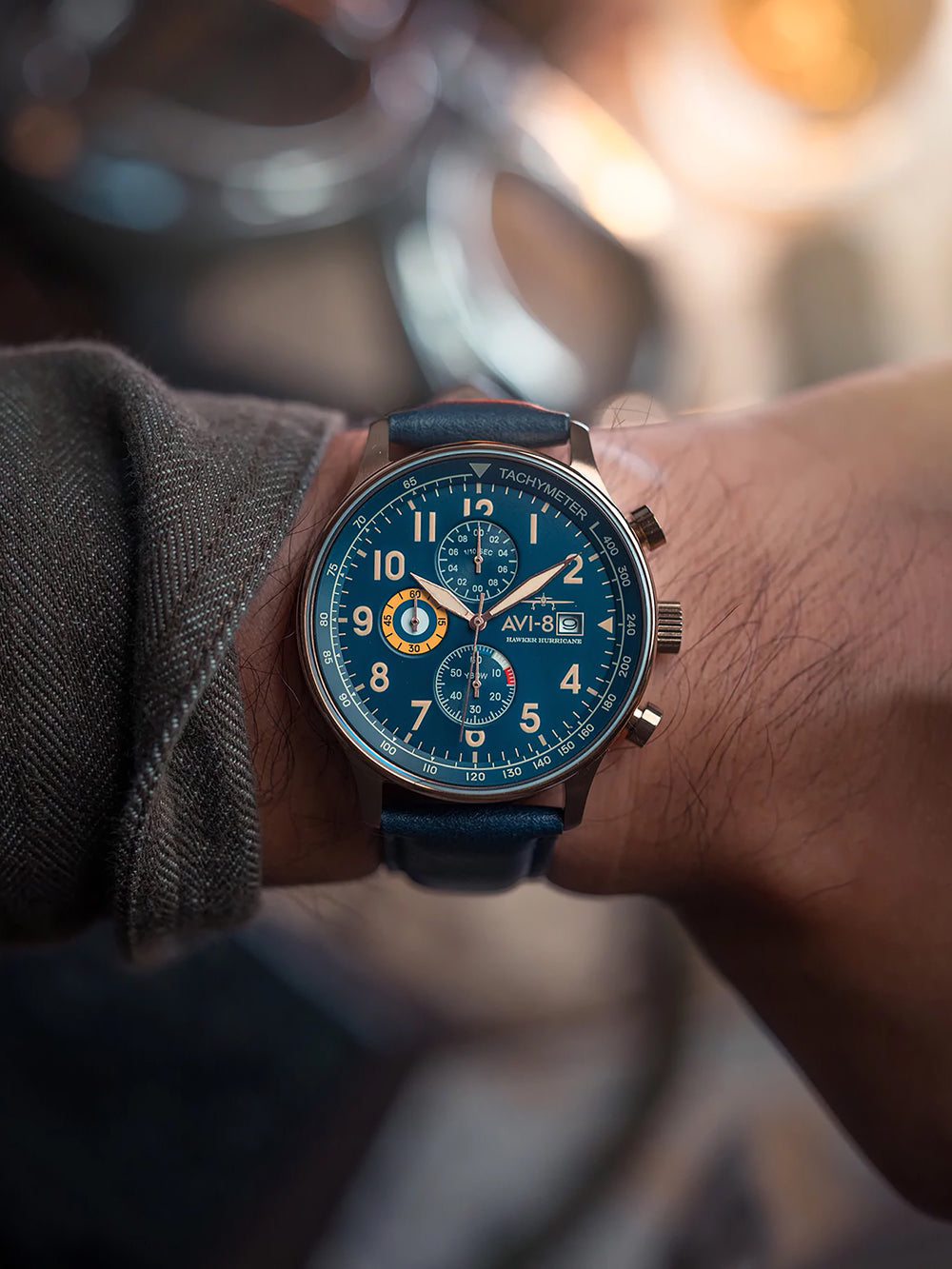 AVI-8 AV-4011-0Q vyriškas laikrodis Hawker Hurricane Classic Chronograph 43mm 5ATM