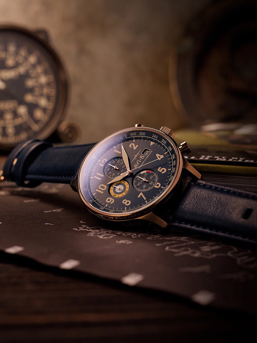 AVI-8 AV-4011-0Q vyriškas laikrodis Hawker Hurricane Classic Chronograph 43mm 5ATM